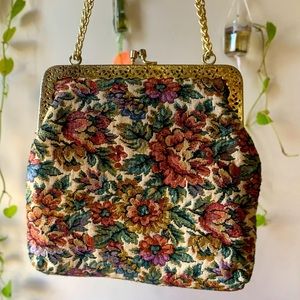 Vintage La Regale Tapestry floral pattern clutch